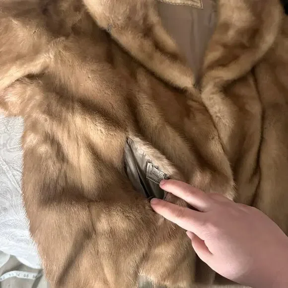 Vintage 1950s gittelman's sons philadelphia mink coat stole jacket Small - Picture 10 of 10